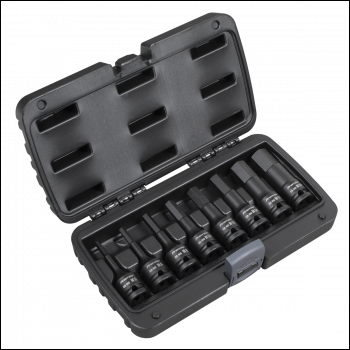 Sealey AK5601 Premier Hex Impact Socket Bit Set 1/2 inch Sq Drive 8pc