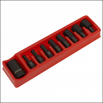 Sealey AK5609 Premier Hex Impact Bit & Holder Set 1/2 inch Sq Drive 9pc