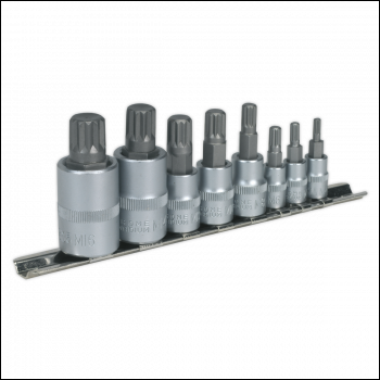 Sealey AK6214 Premier Spline Socket Bit Set 1/4 inch , 3/8 inch  & 1/2 inch Sq Drive 8pc