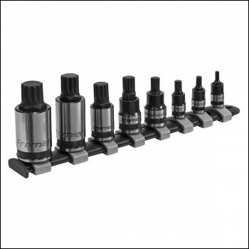Sealey AK6214B Premier Black Spline Socket Bit Set 1/4 inch , 3/8 inch  & 1/2 inch Sq Drive 8pc