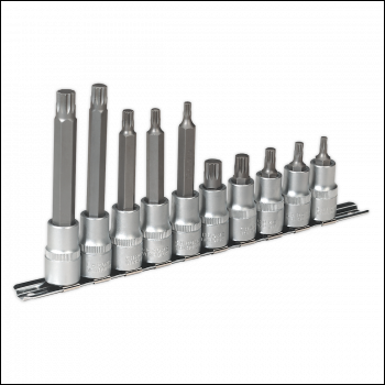 Sealey AK6215 Premier Spline Socket Bit Set 1/2 inch Sq Drive 10pc