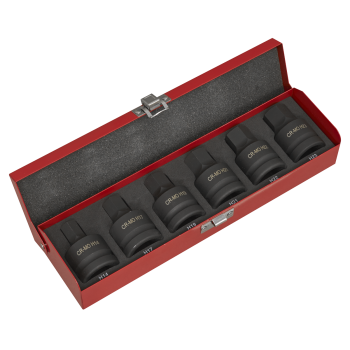 Sealey AK6217 Premier Hex Impact Socket Bit Set 3/4 inch Sq Drive 6pc