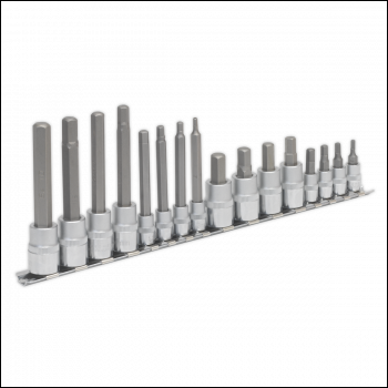 Sealey AK6219 Premier Hex Socket Bit Set 1/4 inch  & 3/8 inch Sq Drive 16pc