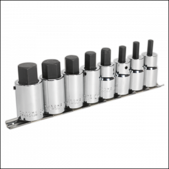 Sealey AK62258 Premier Hex Socket Bit Set 1/2 inch Sq Drive 8pc