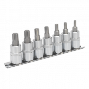 Sealey AK6232 Premier Ribe Socket Bit Set 3/8 inch Sq Drive 50mm 7pc