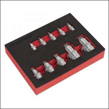 Sealey AK6244 Premier Stubby Hex Socket Bit Set 1/4 inch , 3/8 inch  & 1/2 inch Sq Drive 10pc