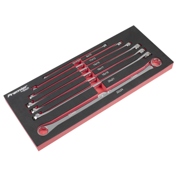 Sealey AK6311 Extra-Long Double End Ring Spanner Set in EVA Foam Tray 7pc