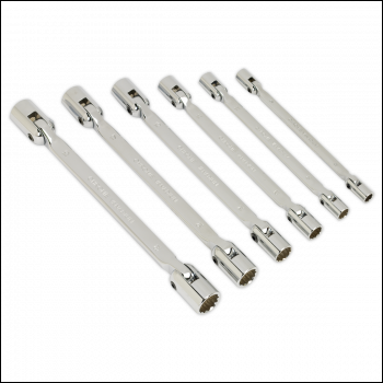 Sealey AK635 Premier Double Flexi-Head Socket Spanner Set 6pc