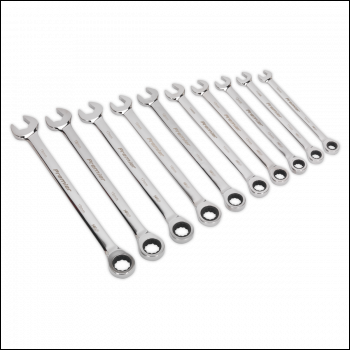 Sealey AK63914 Premier Extra-Long Combination Ratchet Spanner Set 10pc