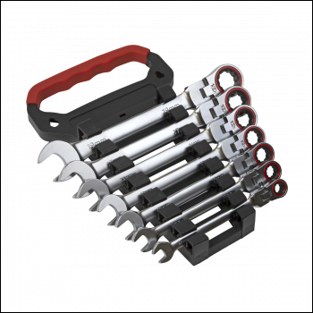 Sealey AK63943 Premier Platinum Flexi-Head Ratchet Combination Spanner Set 7pc