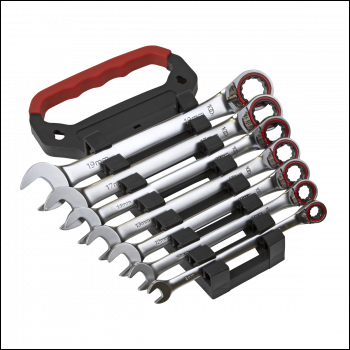 Sealey AK63945 Premier Platinum Reversible Ratchet Combination Spanner Set 7pc
