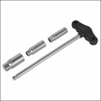 Sealey AK6550 T-Bar & Rubber Insert Spark Plug Socket Set 3/8 inch Sq Drive 4pc