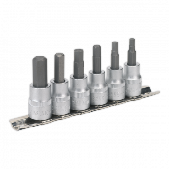 Sealey AK656 Premier Hex Key Socket Bit Set 3/8 inch Sq Drive 6pc