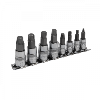 Sealey AK65600 Premier Lock-On™ Hex Socket Bit Set 1/4 inch  & 3/8 inch Sq Drive 8pc