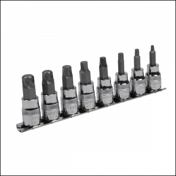 Sealey AK65601 Premier Lock-On™ Hex Socket Bit Set 3/8 inch Sq Drive 8pc