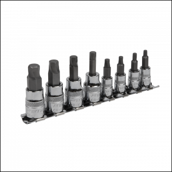 Sealey AK65602 Premier Imperial Lock-On™ Hex Socket Bit Set 1/4 inch  & 3/8 inch Sq Drive 8pc