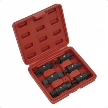 Sealey AK658 Double End Oil Drain Plug Key Set 6pc