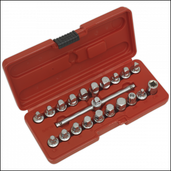 Sealey AK6586 Oil Drain Plug Key Set 21pc 3/8 inch Sq Drive