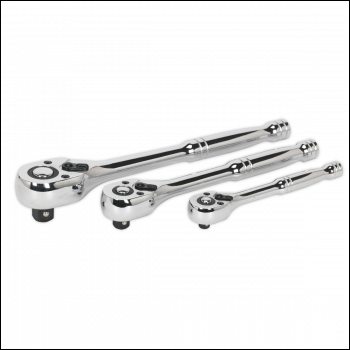 Sealey AK6672 Premier Pear-Head Ratchet Wrench Set with Flip Reverse 3pc