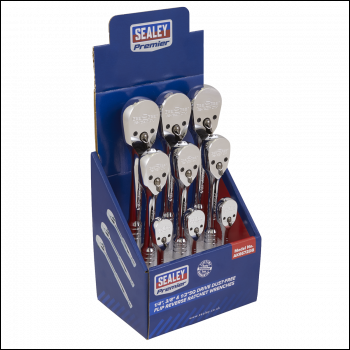 Sealey AK6672DB Premier Pear-Head Ratchet Wrenches with Flip Reverse 1/4 inch , 3/8 inch  & 1/2 inch Sq Drive - Display Box of 9