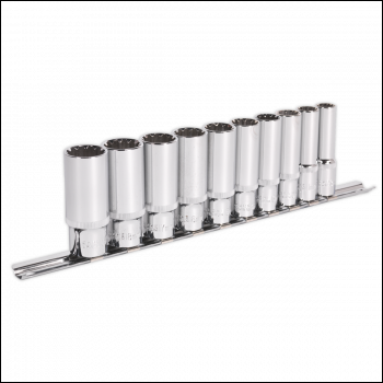 Sealey AK69910D Premier Total Drive® Deep Socket Set 3/8 inch Sq Drive 10pc