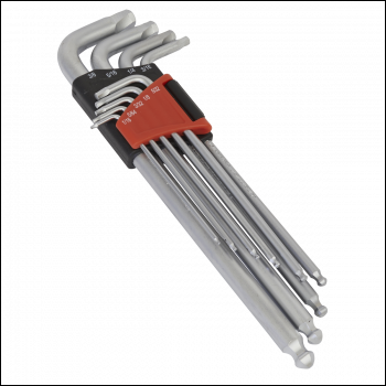 Sealey AK7181 Premier Imperial Lock-On™ Extra-Long Ball-End Hex Key Set 9pc