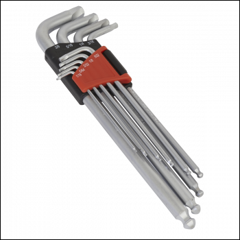 Sealey AK7181 Ball-End Hex Key Set 9pc Extra-Long Lock-On™ Imperial