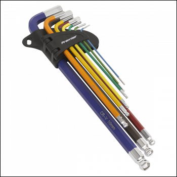 Sealey AK7191 Premier Extra-Long Ball-End Hex Key Set 9pc