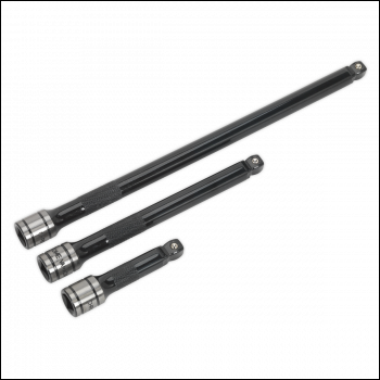 Sealey AK7691 Premier Black Wobble/Rigid Extension Bar Set 3/8 inch Sq Drive 3pc