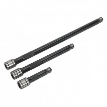 Sealey AK7691 Wobble/Rigid Extension Bar Set 3pc 3/8 inch Sq Drive  - Premier Black