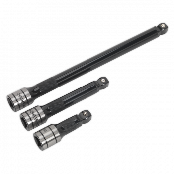 Sealey AK7692 Wobble/Rigid Extension Bar Set 3pc 1/2 inch Sq Drive - Premier Black