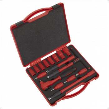 Sealey AK7940 Insulated Socket Set 16pc 3/8 inch Sq Drive 6pt WallDrive® VDE Approved