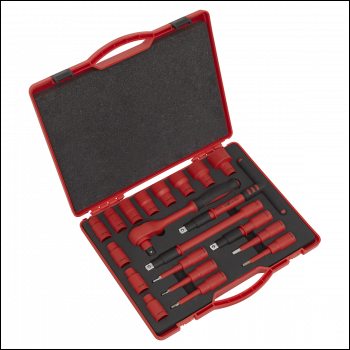 Sealey AK7941 Insulated Socket Set 20pc 1/2 inch Sq Drive WallDrive® VDE Approved