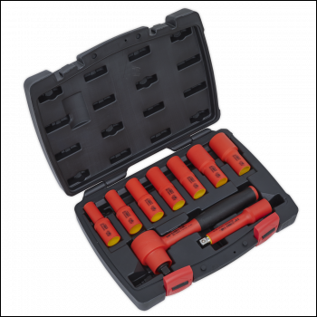 Sealey AK7942 Insulated Socket Set 9pc 3/8 inch Sq Drive 6pt WallDrive® VDE Approved
