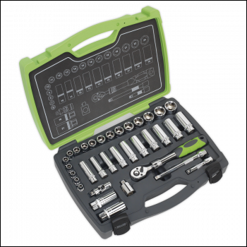 Sealey AK7960 Premier Socket Set 3/8 inch Sq Drive 34pc