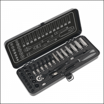 Sealey AK7970 Premier Black Socket Set 1/4 inch Sq Drive 32pc