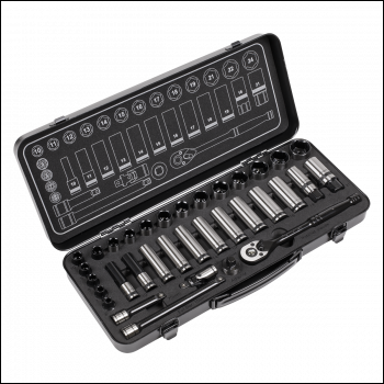 Sealey AK7971 Premier Black Socket Set 3/8 inch Sq Drive 34pc
