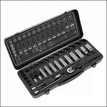 Sealey AK7971 Socket Set 34pc 3/8 inch Sq Drive WallDrive® Metric Premier Black