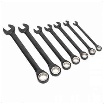 Sealey AK7978 Premier Black Combination Ratchet Spanner Set 7pc