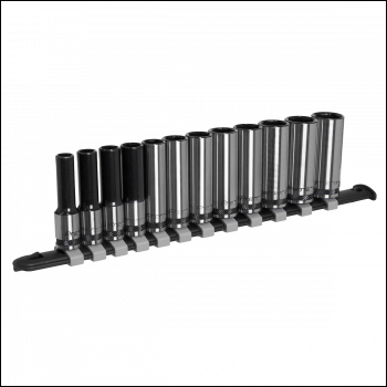 Sealey AK7993 Premier Black Deep Socket Set 3/8 inch Sq Drive 12pc