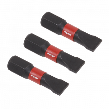 Sealey AK8203 Premier Slotted Impact Power Tool Bits 6.5 x 25mm 3pc