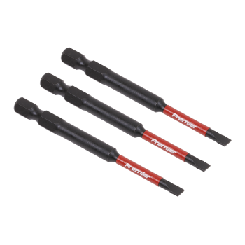 Sealey AK8251 Premier Slotted Impact Power Tool Bits 4.5 x 75mm 3pc