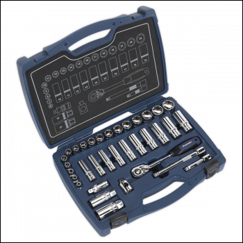 Sealey AK8991 Premier Socket Set 3/8 inch Sq Drive 34pc