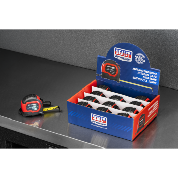 Sealey AK98912 Metric/Imperial Rubber Tape Measure 5m(16ft) x 19mm - Display Box of 12