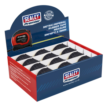 Sealey AK98912 Metric/Imperial Rubber Tape Measure 5m(16ft) x 19mm - Display Box of 12