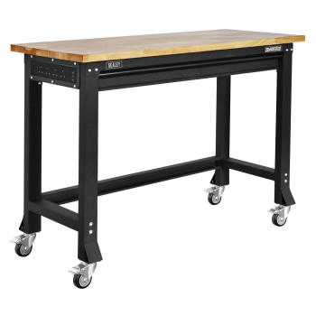 Sealey AP0619M Superline PRO® Black Edition Heavy-Duty Steel Mobile Workbench with Wooden Worktop 1220mm