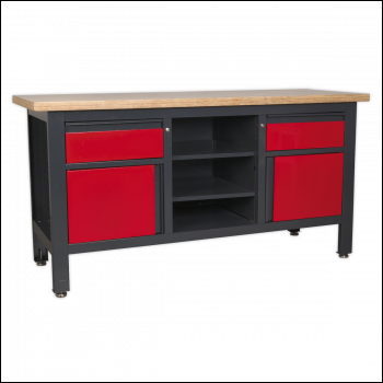 Sealey AP1905A Workbench with 2 Drawers, 2 Cupboards & Open Storage