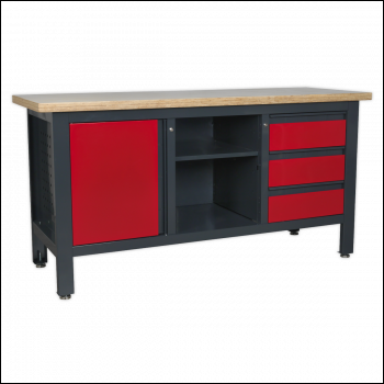 Sealey AP1905B Workbench with 3 Drawers, 1 Cupboard & Open Storage