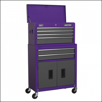Sealey AP2200BBCP American PRO® Topchest & Rollcab Combination 6 Drawer - Purple/Grey