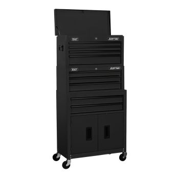 Sealey AP2200BKSTACK American PRO® Topchest, Mid-Box Tool Chest & Rollcab Stack 9 Drawer - Black